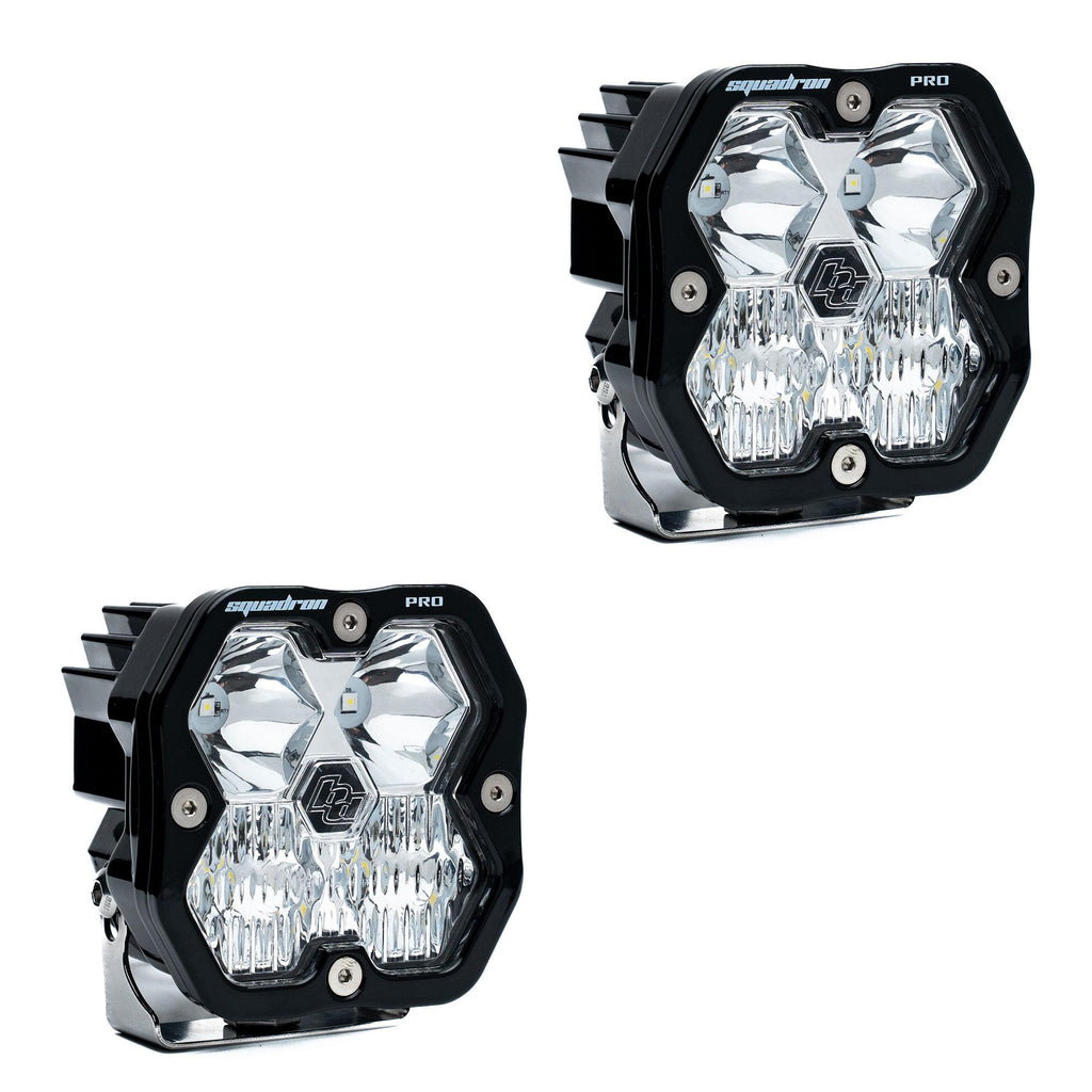 Squadron 2.0 Pro Black LED Auxiliary Light Pod Pair (No Harness) Universal Clear Driving/Combo Baja Designs