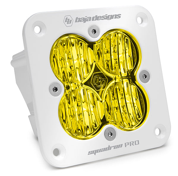 Baja Designs LED Light Pods Flush Mount LED Light Pod White Amber Lens Wide Cornering Pattern Squadron Pro Baja Designs - 491015WT