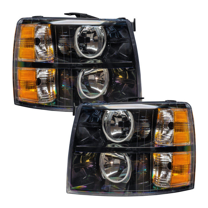 ORACLE Lighting Headlights Oracle Lighting 07-13 Chevrolet Silverado Assembled Halo Headlights Round Style -Red SEE WARRANTY