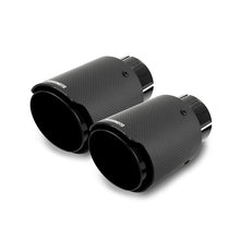 Load image into Gallery viewer, Mishimoto Muffler Mishimoto 2x Carbon Fiber Muffler Tip 2.5in Inlet 3.5in Outlet Black