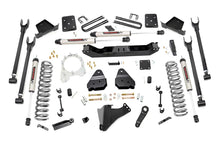 Load image into Gallery viewer, 6 Inch Ford 4-Link Suspension Lift Kit No Rear Overload Springs 4 Inch Axle Diam w/V2 Shocks 17-19 F-250/350 4WD Diesel Rough Country