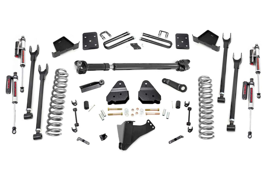 Rough Country Lift Kits 6 Inch Ford 4-Link Suspension Lift Kit w/Front Drive Shaft 17-19 F-250/350 4WD 4 Inch Axle w/Overloads Vertex Reservoir Shocks Rough Country - 50851