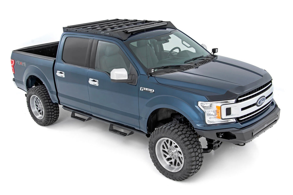 Rough Country Roof Rack Ford Roof Rack System w/Front Facing 40 Inch Single Row Black Series LED Light Bar 15-18 Ford F-150 2WD/4WD Rough Country - 51021