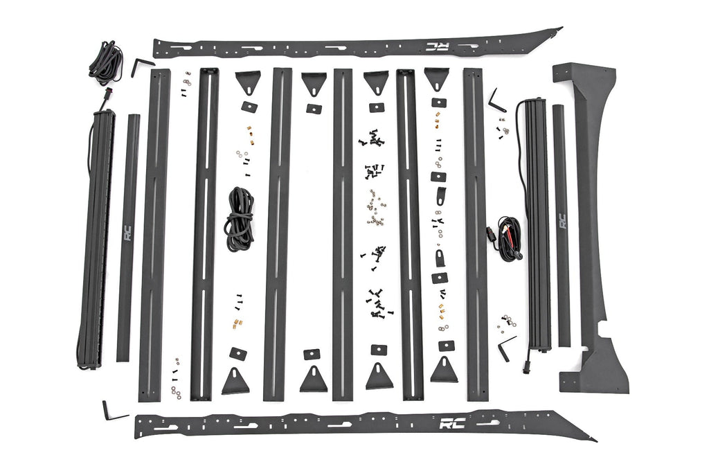 Rough Country Roof Rack Ford Roof Rack System w/Front and Rear Facing LEDs and 40 Inch Single Row Black Series Light Bar 15-18 Ford F-150 Rough Country - 51022