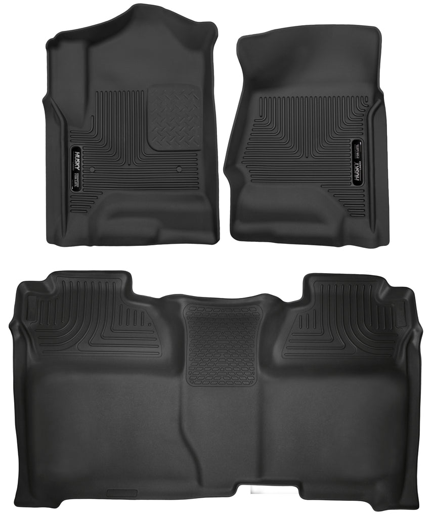 X-act Contour Front & 2nd Seat Floor Liners For 2014-2019 Silverado/Sierra 1500/2500 HD/3500 HD Husky Liners