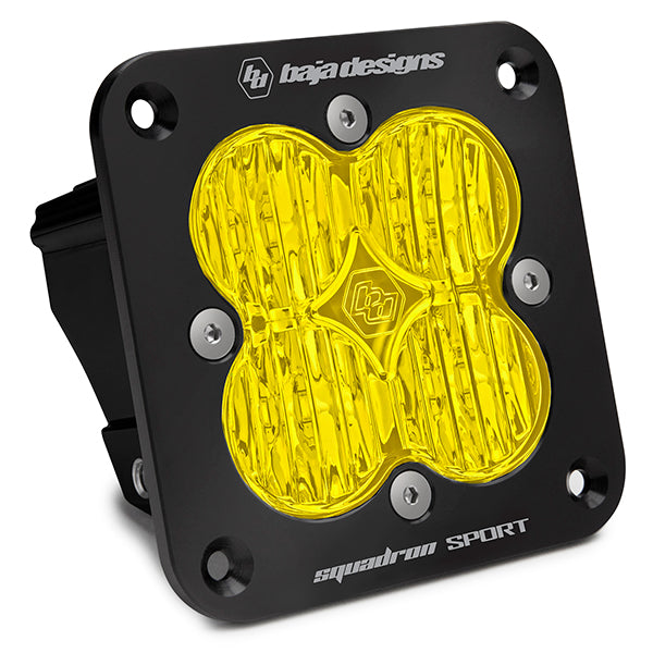 Baja Designs LED Light Pods Flush Mount LED Light Pod Black Amber Lens Wide Cornering Pattern Squadron Sport Baja Designs - 551015