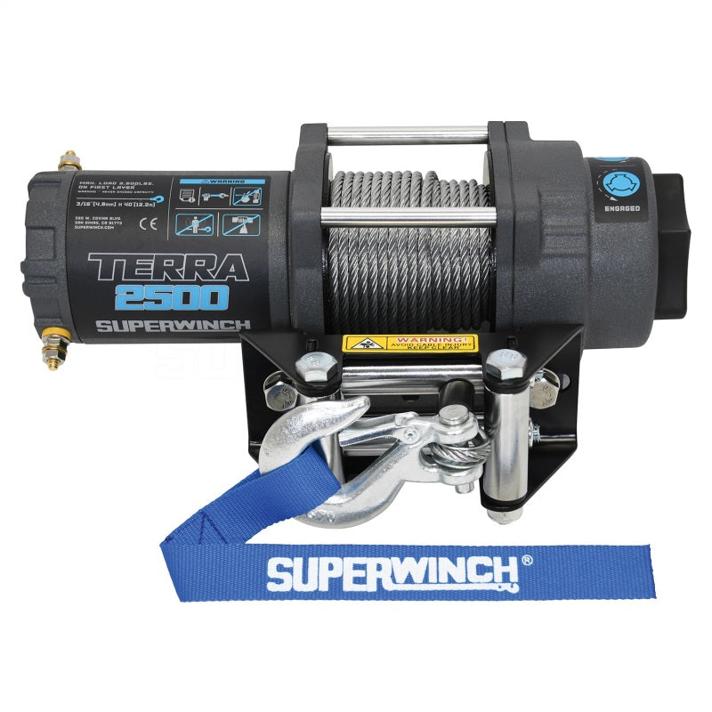 Superwinch Winches Superwinch 2500 LBS 12V DC 3/16in x 40ft Steel Rope Terra 2500 Winch - Gray Wrinkle