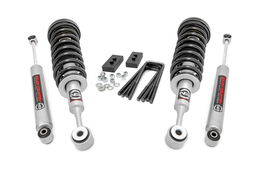 Rough Country Leveling Kit 2.0 Inch Ford Strut Leveling Kit Lifted Struts w/N3 ShocksFor 04-08 F-150 2WD Rough Country - 57032