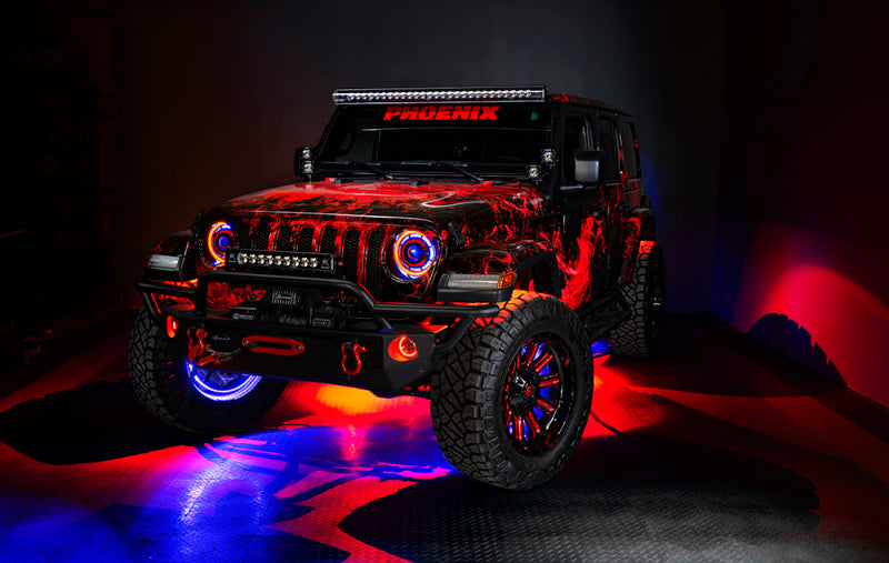 ORACLE Lighting Light Bars & Cubes Oracle Bluetooth + RF Underbody Rock Light Kit - 8 PCS - ColorSHIFT SEE WARRANTY