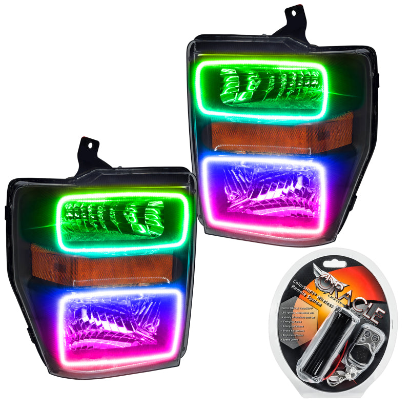ORACLE Lighting Headlights Oracle 08-10 Ford F250/350 LED HL - Black - ColorSHIFT SEE WARRANTY