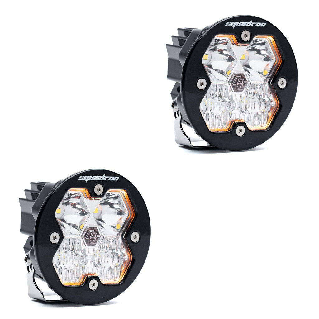 Squadron-R 2.0 Sport Black LED Auxiliary Light Pod Pair (No Harness) Universal Clear Driving/Combo Baja Designs