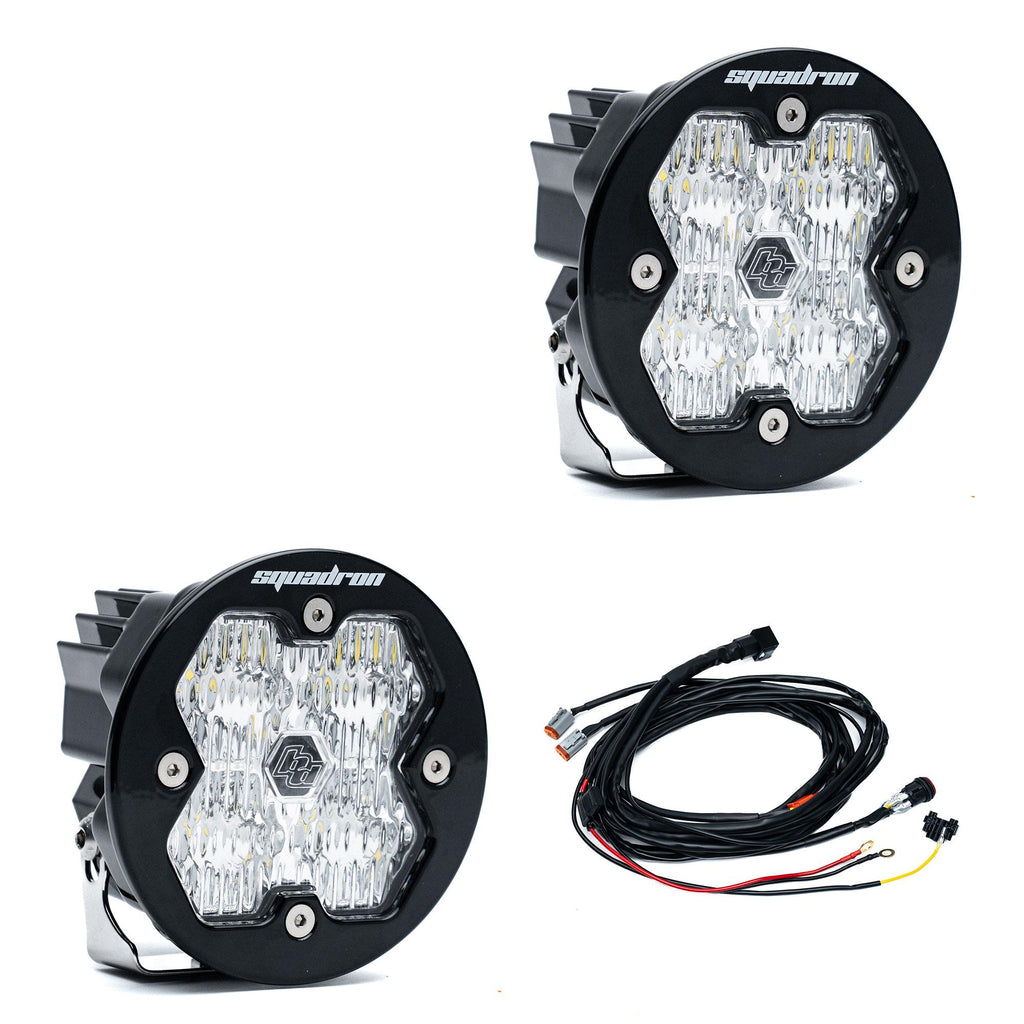 Squadron-R 2.0 Sport Black LED Auxiliary Light Pod Pair Universal Clear Wide Cornering Baja Designs