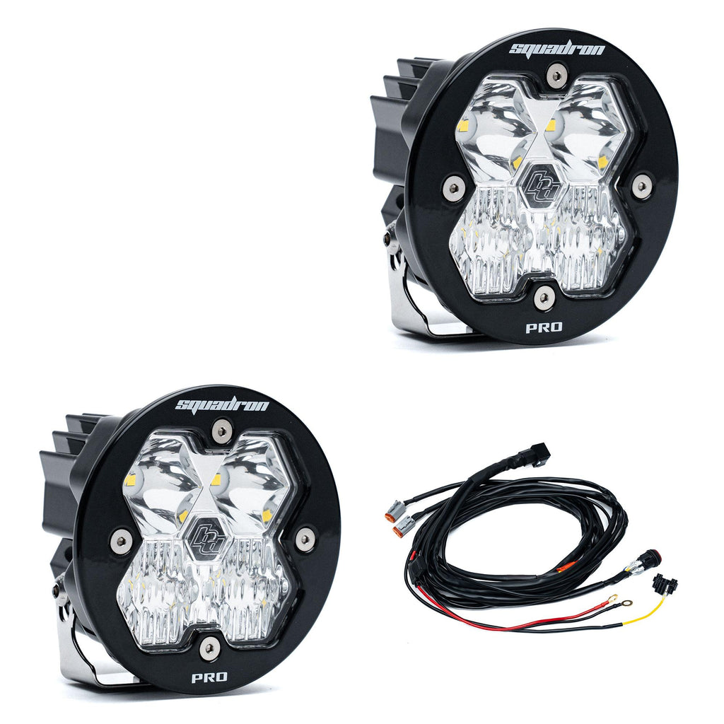 Squadron-R 2.0 Pro Black LED Auxiliary Light Pod Pair Universal Clear Driving/Combo Baja Designs