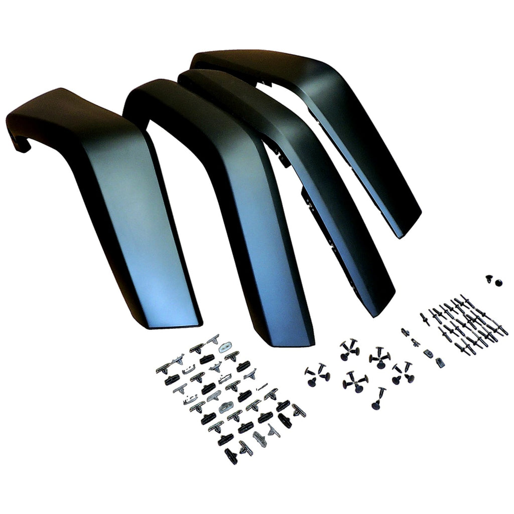 Smooth Paintable Fender Flare Kit for 07-18 Jeep JK Wrangler, 4 Flares, Hardware Crown Automotive