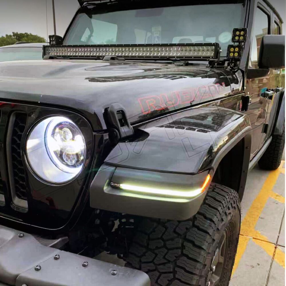 Quake LED Turn Signal Light Jeep 95 X 425 Inch Retro Fit Slim Chop Kit DRL with Sequential Switchback - QTE992
