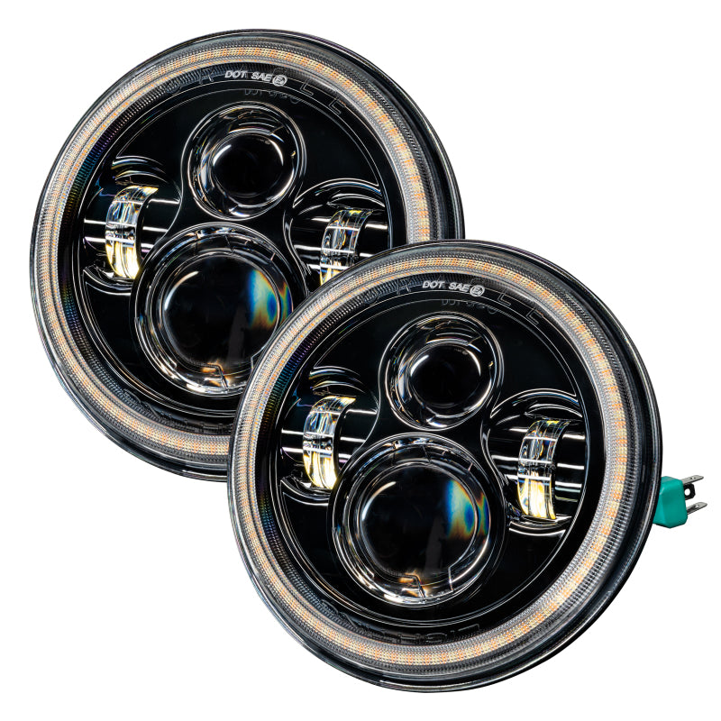 ORACLE Lighting Headlights Oracle 07-18 Jeep Wrangler JK Switchback LED Halo Headlights - Amber/White - Switchback SEE WARRANTY