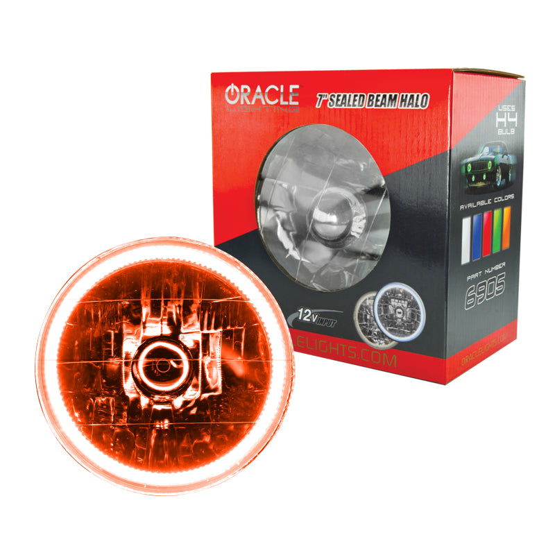 ORACLE Lighting Headlights Oracle Pre-Installed Lights 7 IN. Sealed Beam - Amber Halo SEE WARRANTY