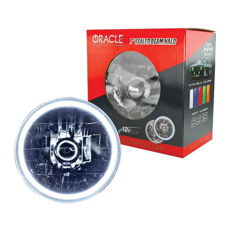 ORACLE Lighting Headlights Oracle Pre-Installed Lights 7 IN. Sealed Beam - White Halo SEE WARRANTY
