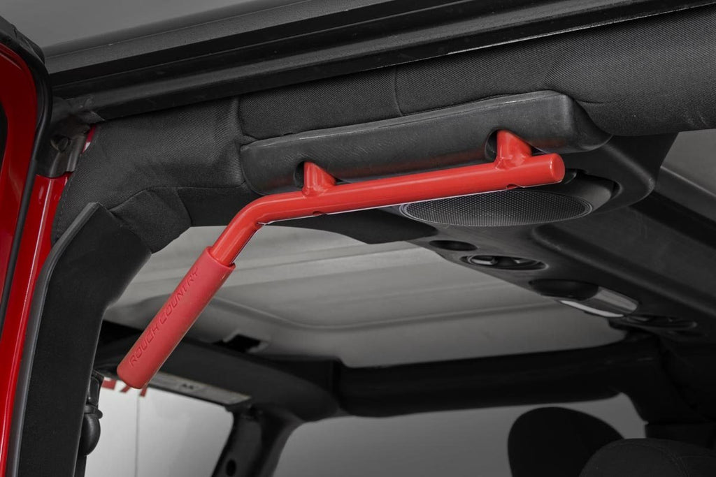 Rough Country Grab Handles Jeep Solid Steel Grab Handle Set 07-18 Wrangler JK Red Rough Country - 6503RED