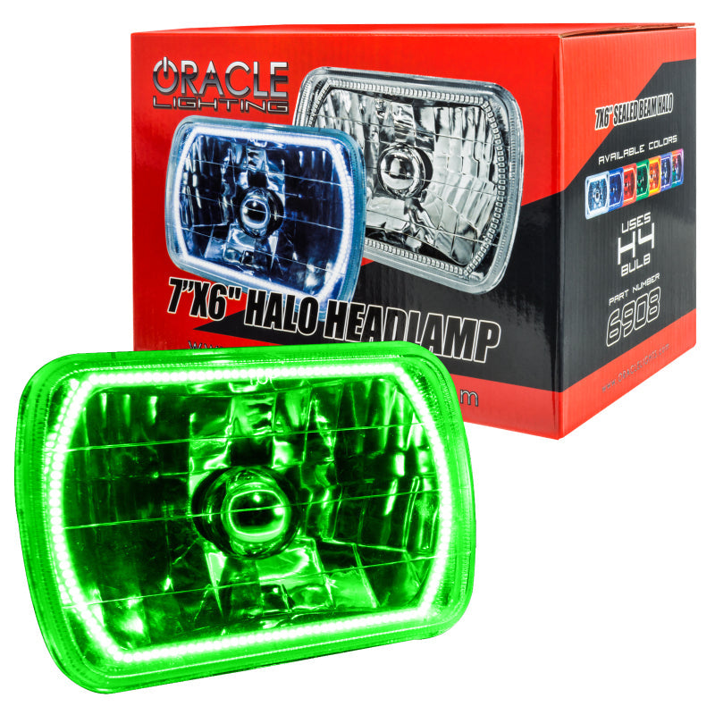ORACLE Lighting Headlights Oracle Pre-Installed Lights 7x6 IN. Sealed Beam - Green Halo SEE WARRANTY