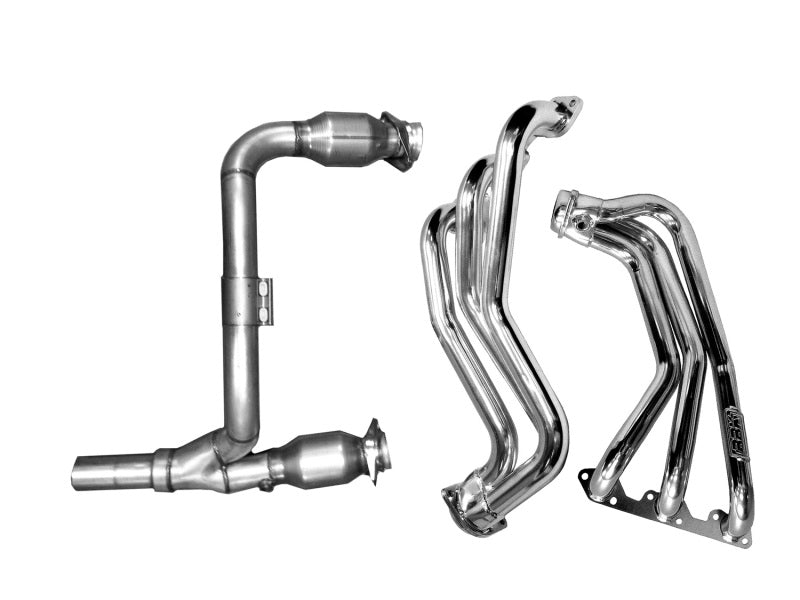 BBK Headers & Manifolds BBK 07-11 Jeep 3.8 V6 Long Tube Exhaust Headers And Y Pipe And Converters - 1-5/8 Silver Ceramic