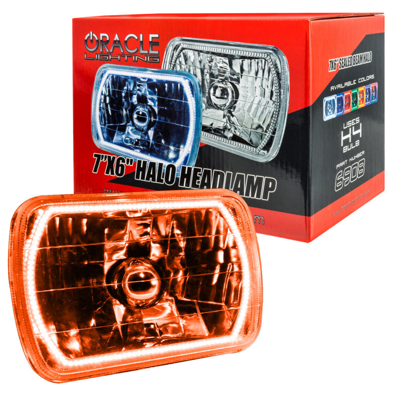 ORACLE Lighting Headlights Oracle Pre-Installed Lights 7x6 IN. Sealed Beam - Amber Halo SEE WARRANTY