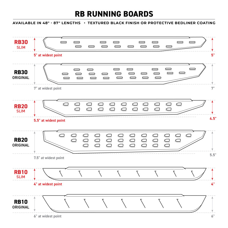 Go Rhino Running Boards Go Rhino RB20 Slim Running Boards - Universal 68in. - Tex. Blk