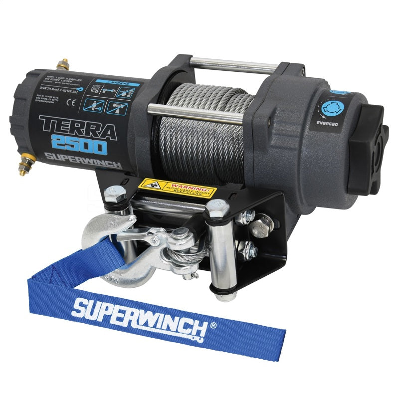 Superwinch Winches Superwinch 2500 LBS 12V DC 3/16in x 40ft Steel Rope Terra 2500 Winch - Gray Wrinkle