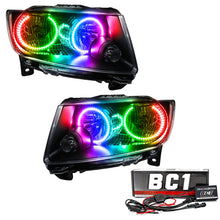 Load image into Gallery viewer, ORACLE Lighting Headlights Oracle 11-13 Jeep Grand Cherokee SMD HL (Non-HID)-Chrome - ColorSHIFT w/ BC1 Controller