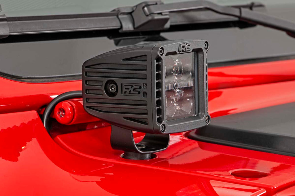 Rough Country LED Light Pods Jeep 2 Inch LED Cube Easy-Mount Kit 18-20 Wrangler JL 20-Up Gladiator-Black Series w/Amber DRL  Rough Country - 70060