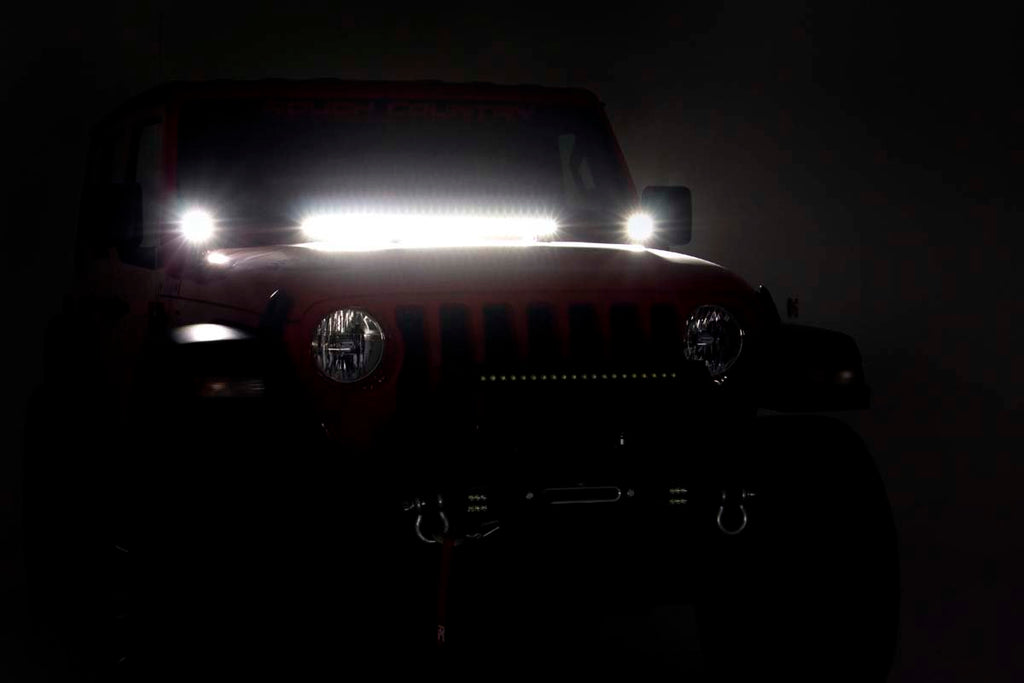 Rough Country LED Light Pods Jeep 2 Inch LED Cube Easy-Mount Kit 18-20 Wrangler JL 20-Up Gladiator-Black Series w/Amber DRL  Rough Country - 70060
