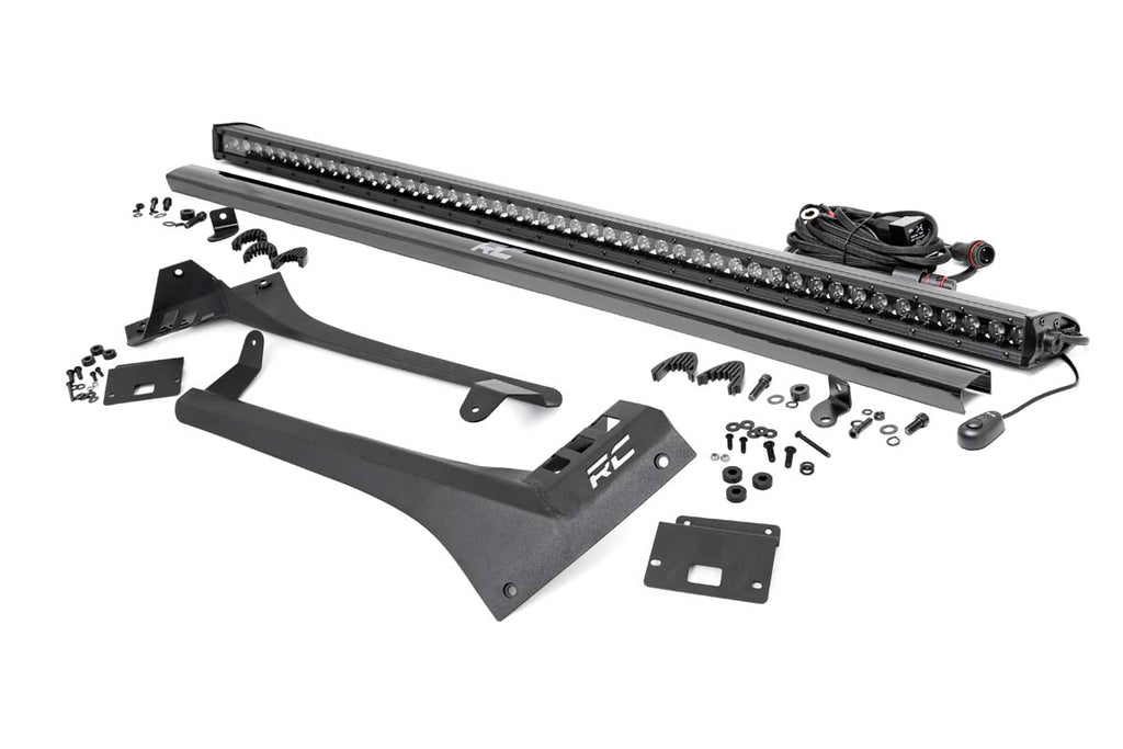 Rough Country LED Light Bars Jeep 50-Inch Straight LED Light Bar Upper Windshield Kit w/ Single-Row Black Series LED 20-Up Gladiator JT 18-20 Wrangler JL Rough Country - 70065