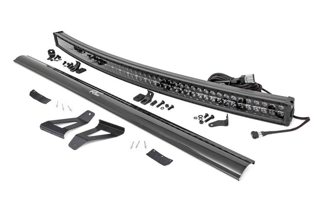 Rough Country LED Light Bars Jeep 50-inch Black Series Curved LED Light Bar w/DRL Upper Windshield Kit 84-01 Jeep XJ Cherokee Rough Country - 70074