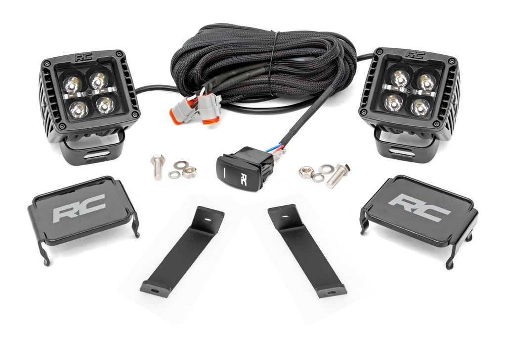 Rough Country LED Light Kit LED Light Kit Ditch Mount 2 Inch Black Pair White DRL  Jeep KL 14-21 Rough Country - 70080
