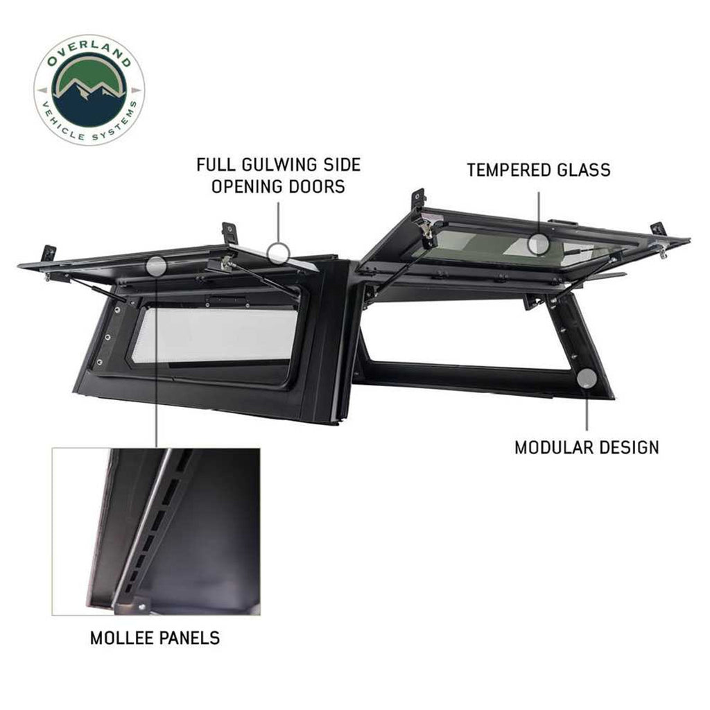 Overland Vehicle Systems Truck Bed Caps Expedition Truck Cap W/Full Wing Doors, Front and Rear Windows and 3rd Brake Light 17-22 Ford F250/350 6.8 Foot Bed Overland Vehicle Systems - 70100020