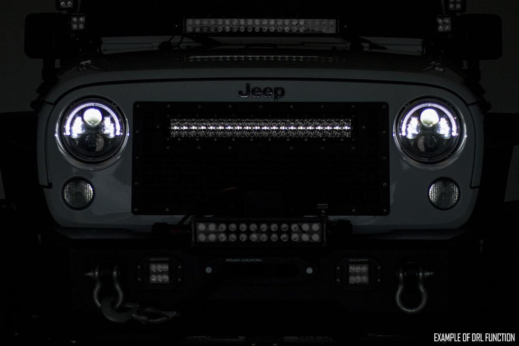 Sierra Mesh Grille 30 Inch Dual Row Black Series LED w/Amber DRL 14-15 Sierra 1500 Rough Country