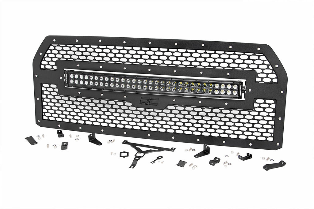 Rough Country Grilles Ford Mesh Grille w/30 Inch Dual Row Black Series LED 15-17 F-150 Rough Country - 70193