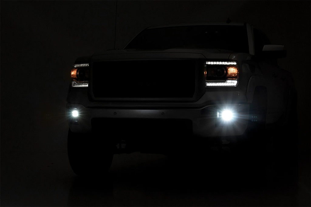 Rough Country Fog Lights 2 Inch Cree LED Fog Light Kit Black Series 14-15 Sierra 1500 Rough Country - 70689