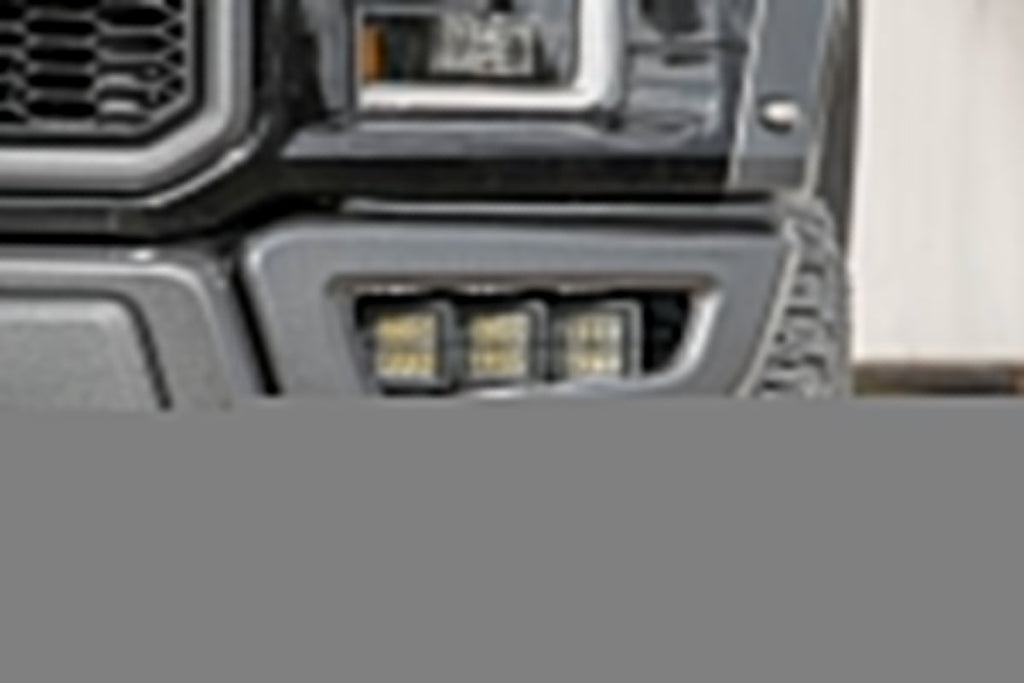 Ford Triple LED Fog Light Kit Black Series w/White DRL 17-19 F-150 Raptor Rough Country
