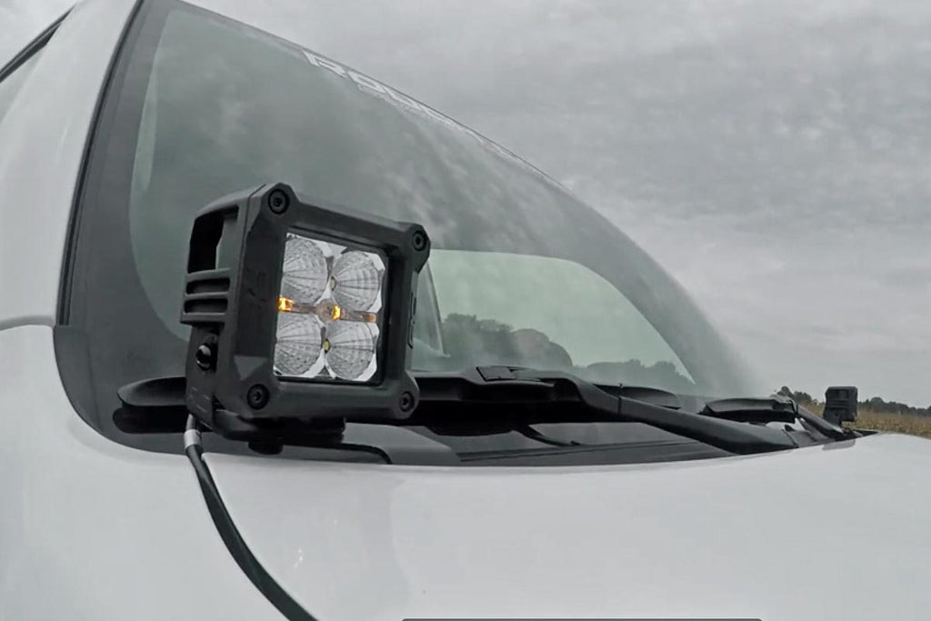 Toyota 4Runner 2 Inch LED Lower Windshield Ditch Kit Black Series w/Amber DRL For 14-Pres 4Runner Rough Country