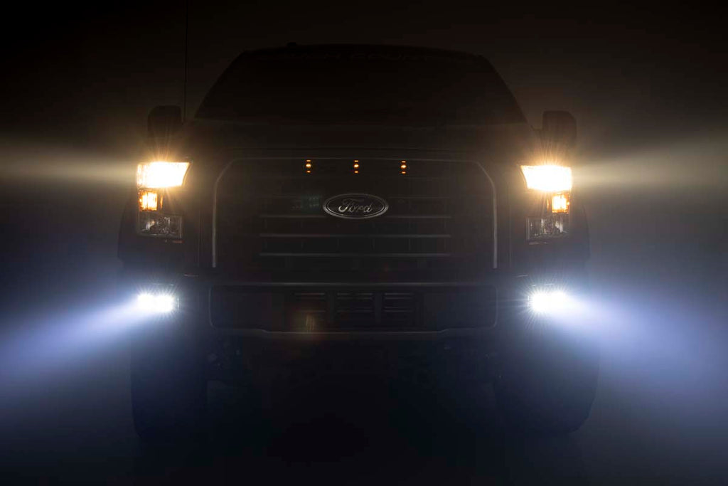 Ford LED Fog Light Kit Black Series w/ SAE LED Fog Light 15-19 F-150 Rough Country