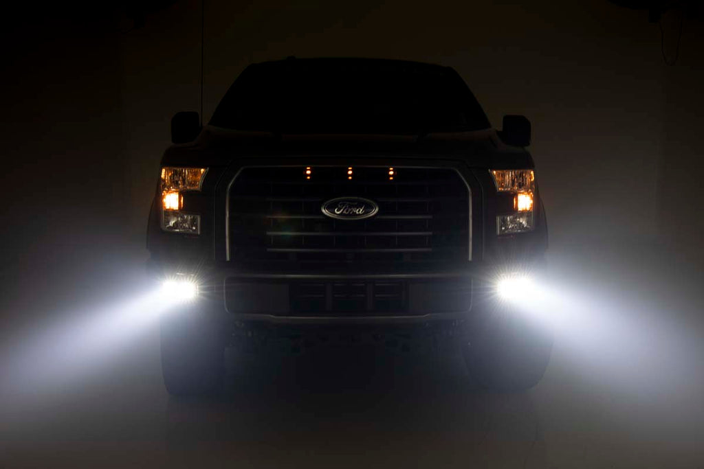 Ford LED Fog Light Kit Black Series w/ SAE LED Fog Light 15-19 F-150 Rough Country