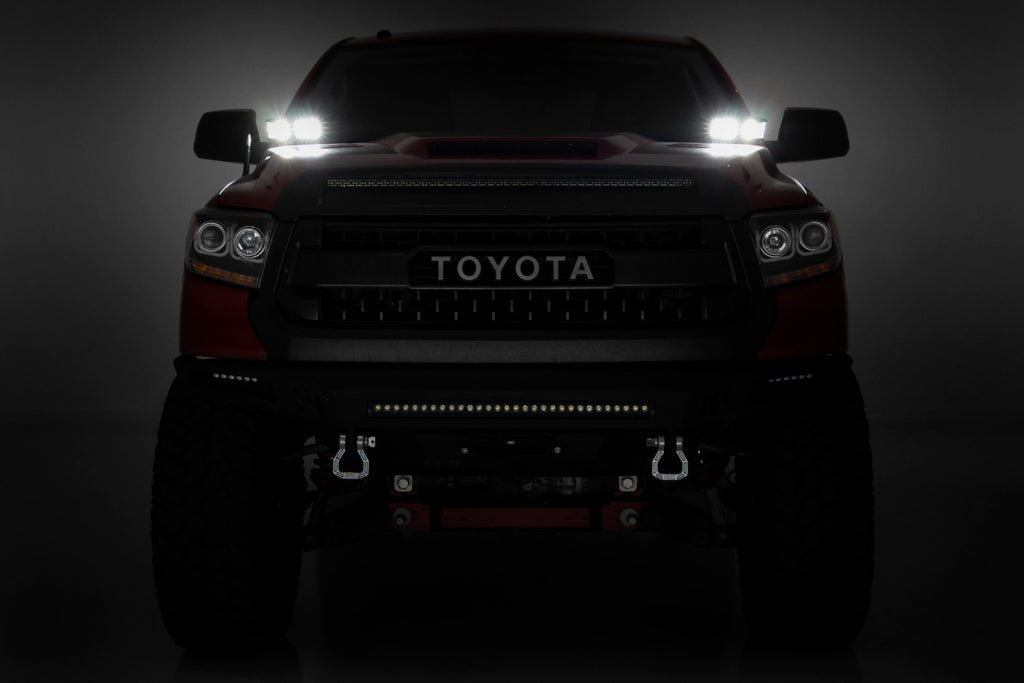 Toyota 2-inch LED Lower Windshield Ditch Kit (14-20 Tundra Black Series w/ Amber White DRL) Rough Country