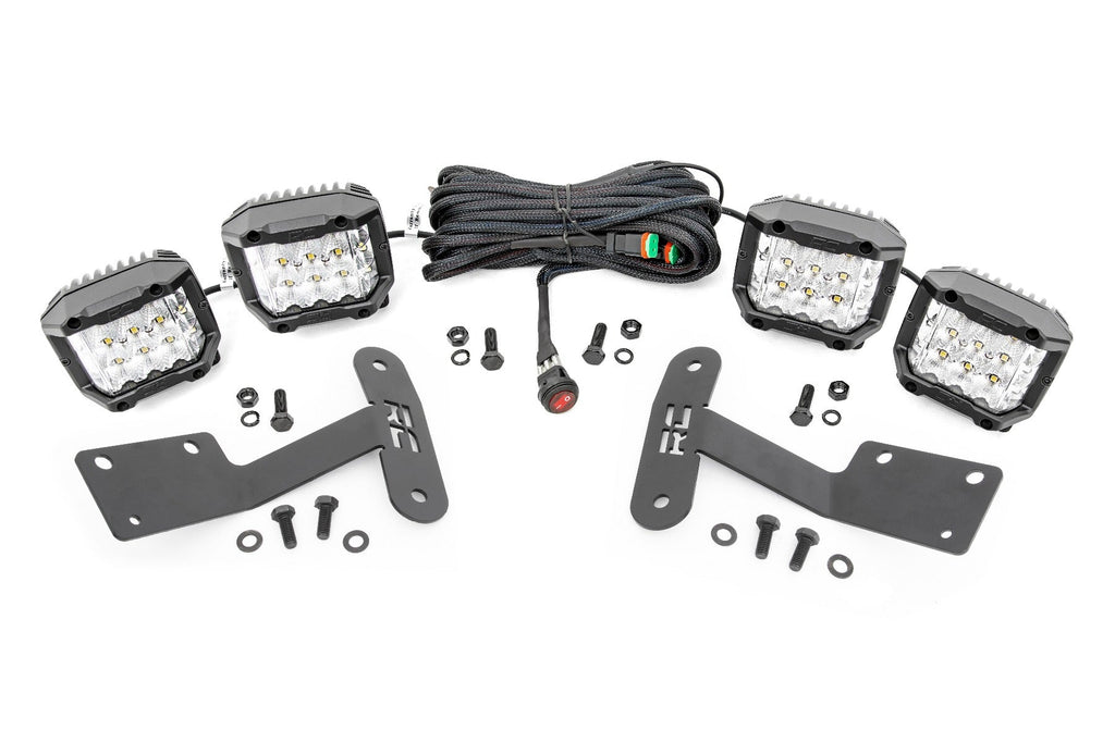 Rough Country LED Light Kit Toyota 3-inch LED Lower Windshield Ditch Kit (14-20 Tundra 3 Inch Osram Wide Angle Series) Rough Country - 70839
