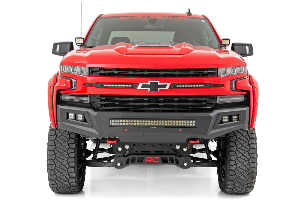 Rough Country LED Light Pods Chevy 2-inch LED Lower Windshield Ditch Kit Black Series w/ Amber DRL For 19-20 Silverado Rough Country - 70844