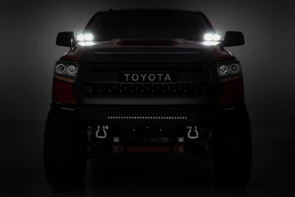 Rough Country LED Light Kit Toyota 2-inch LED Lower Windshield Ditch Kit (14-20 Tundra Black Series Spot and Flood Pattern Combo) Rough Country - 70866