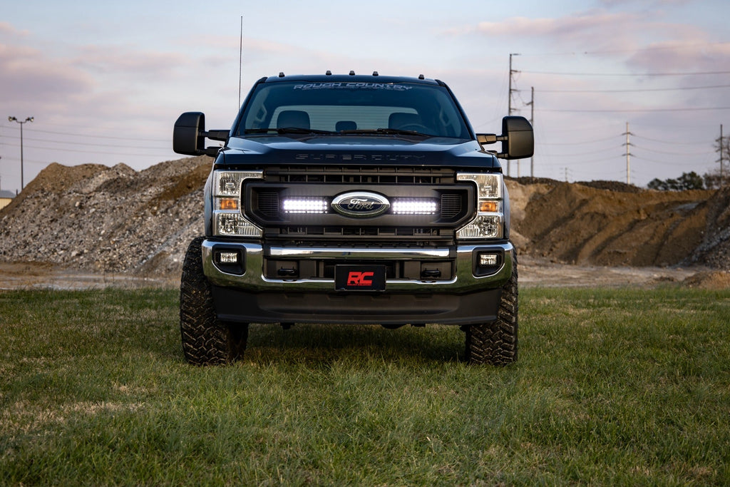 Rough Country LED Light Bars LED Light Kit Grille Mount 10 Inch Black Series Slimline 20-21 Ford Super Duty Rough Country - 70898