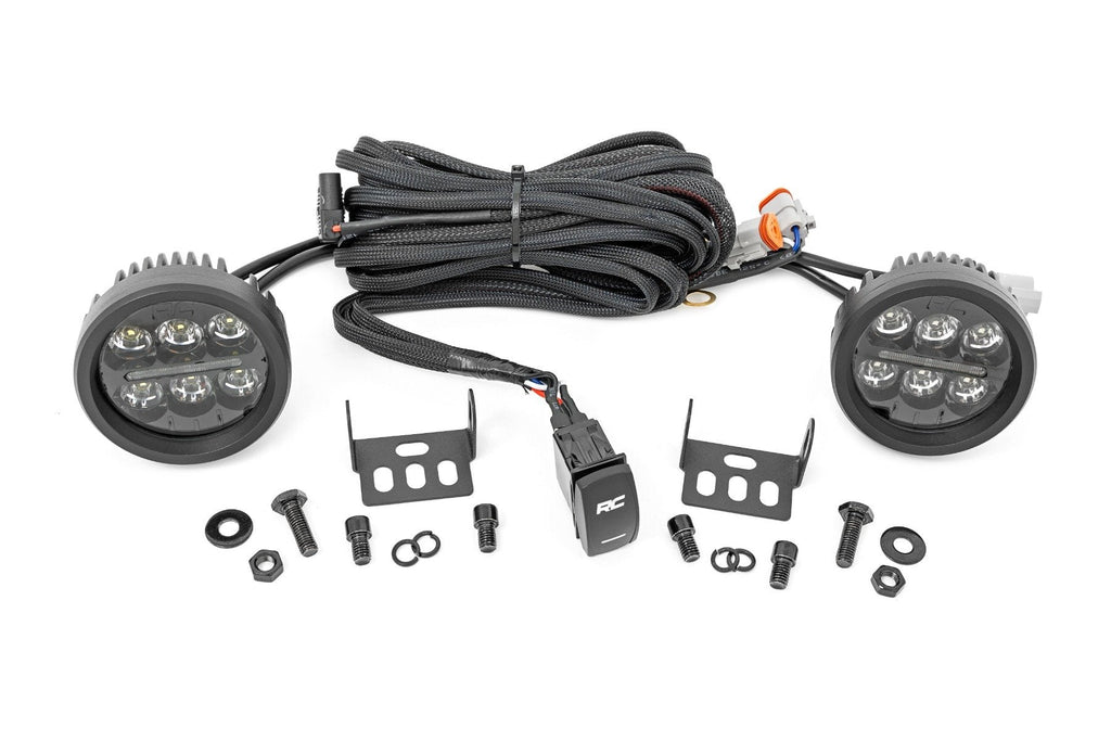 Rough Country LED Light Pods Black Series Round LED Light Pair 3.5 Inch Amber DRL Rough Country - 70900
