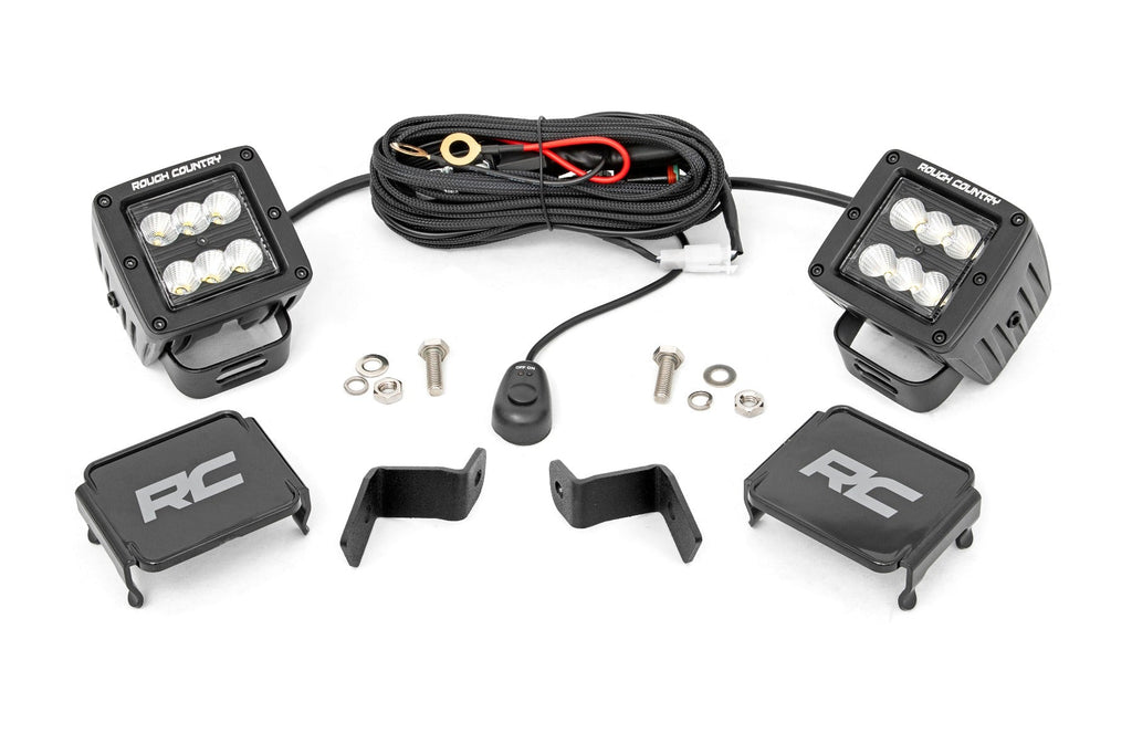 Rough Country LED Light Kit Ford 2-inch LED Lower Windshield Flood Pattern Ditch Kit 15-21 Ford F-150 Rough Country - 71029