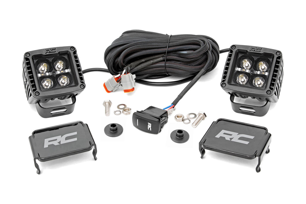 LED Light Ditch Mount 2 Inch Black Series Pair Amber DRL 21-Up Ford Bronco Rough Country